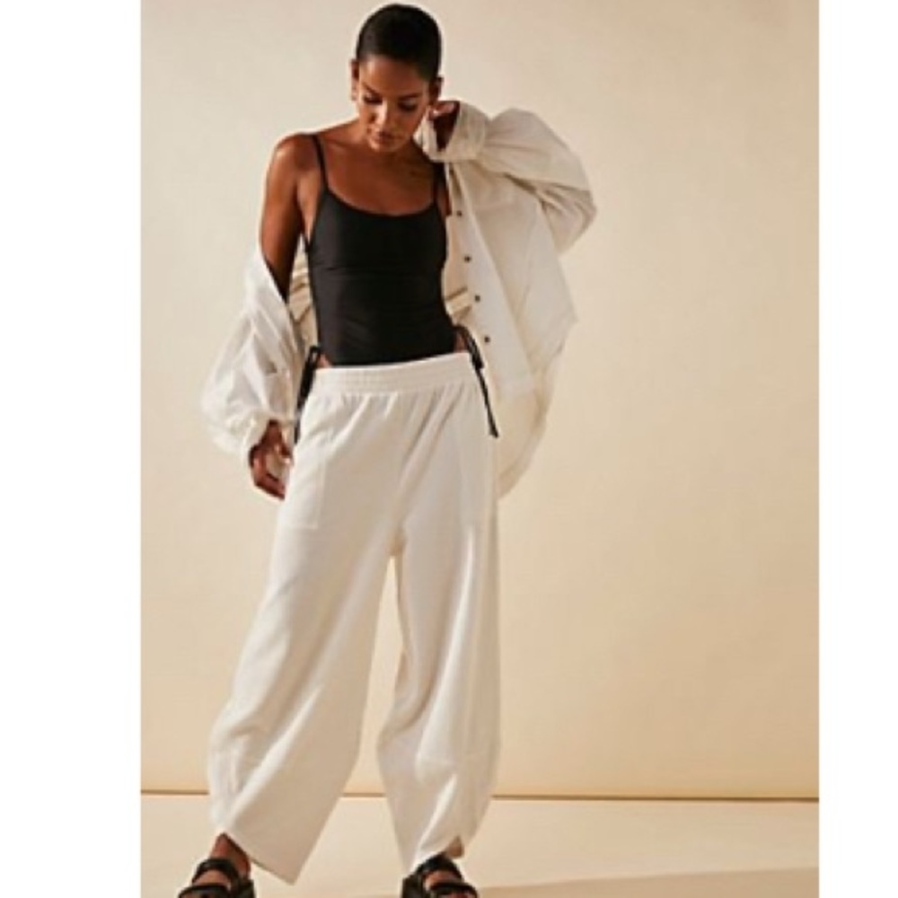 Free People Cream Wide-Leg Pants